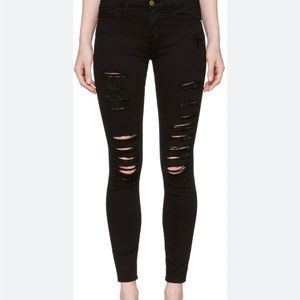Frame black ripped jeans